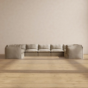 Modular Performance 9-Seater U-Sectional in Dune | Deluxe Blend
