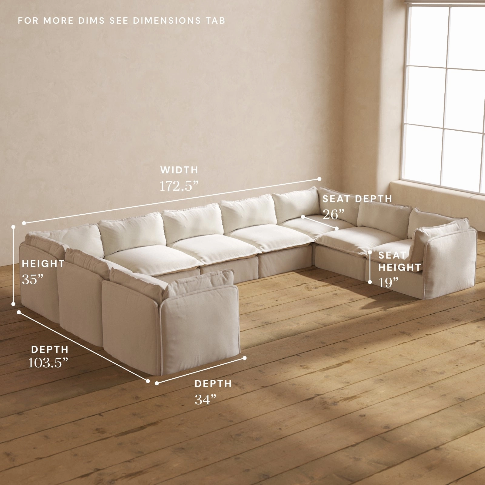 Modular Performance 9-Seater U-Sectional in Flour | Deluxe Blend