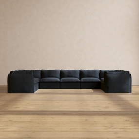 Modular Performance 9-Seater U-Sectional in Indigo | Deluxe Blend