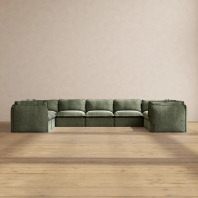 Modular Performance 9-Seater U-Sectional in Willow | Deluxe Blend