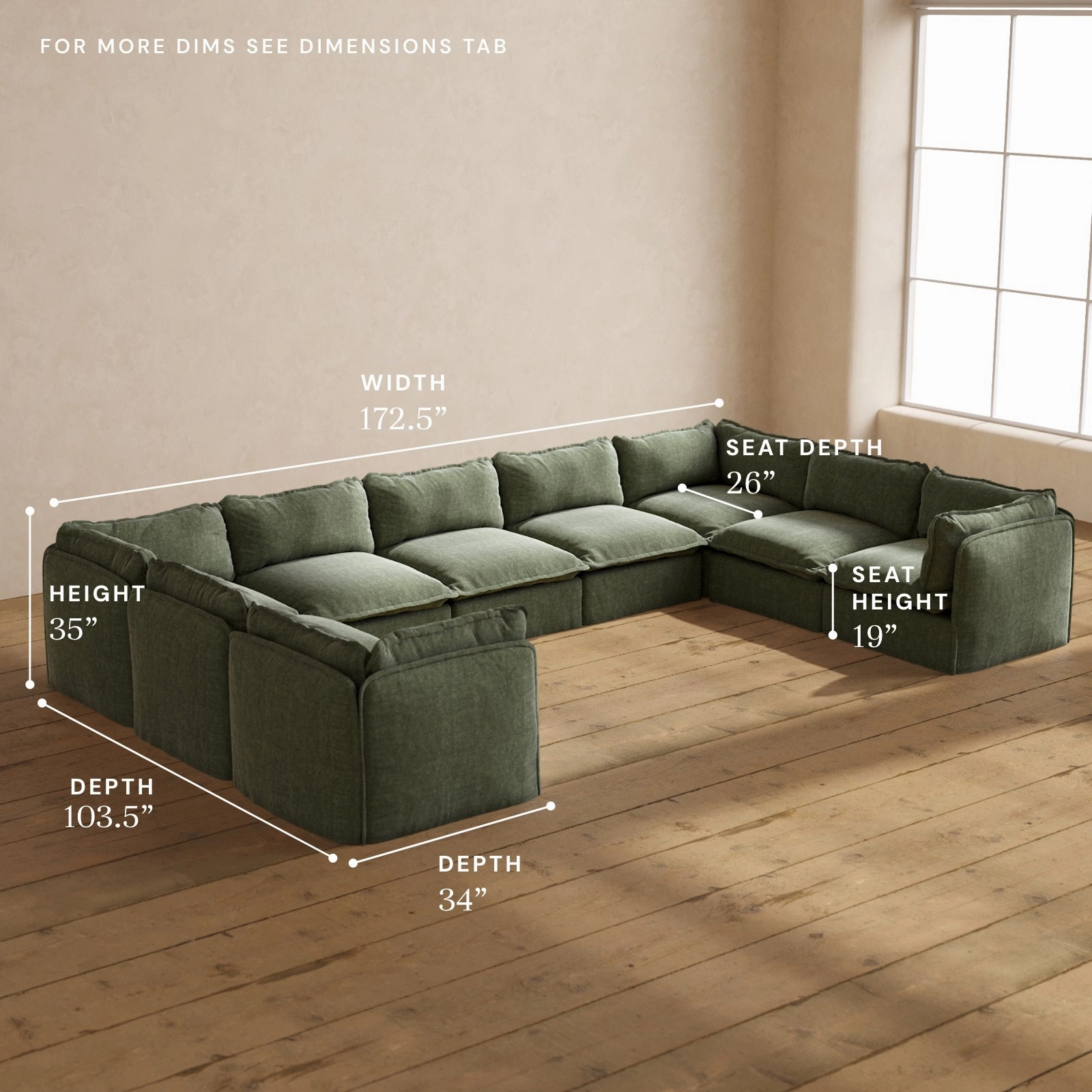 Modular Performance 9-Seater U-Sectional in Willow | Deluxe Blend