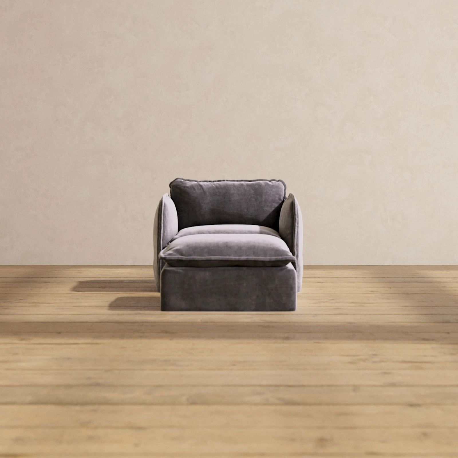 Modular Performance Armchair & Ottoman in Cinder | Deluxe Blend