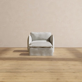 Modular Performance Armchair & Ottoman in Cloud | Relaxed Blend