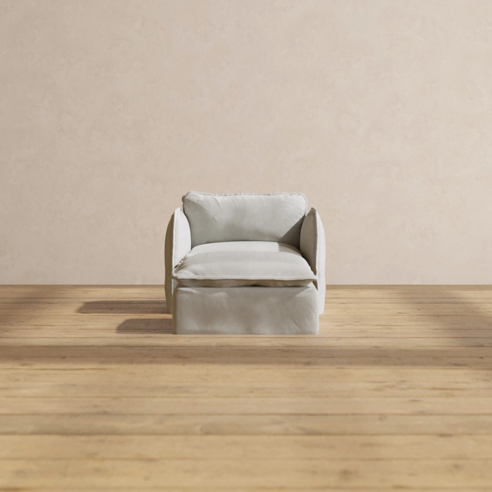 Modular Performance Armchair & Ottoman in Cloud | Relaxed Blend