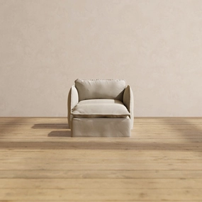 Modular Performance Armchair & Ottoman in Dune | Relaxed Blend