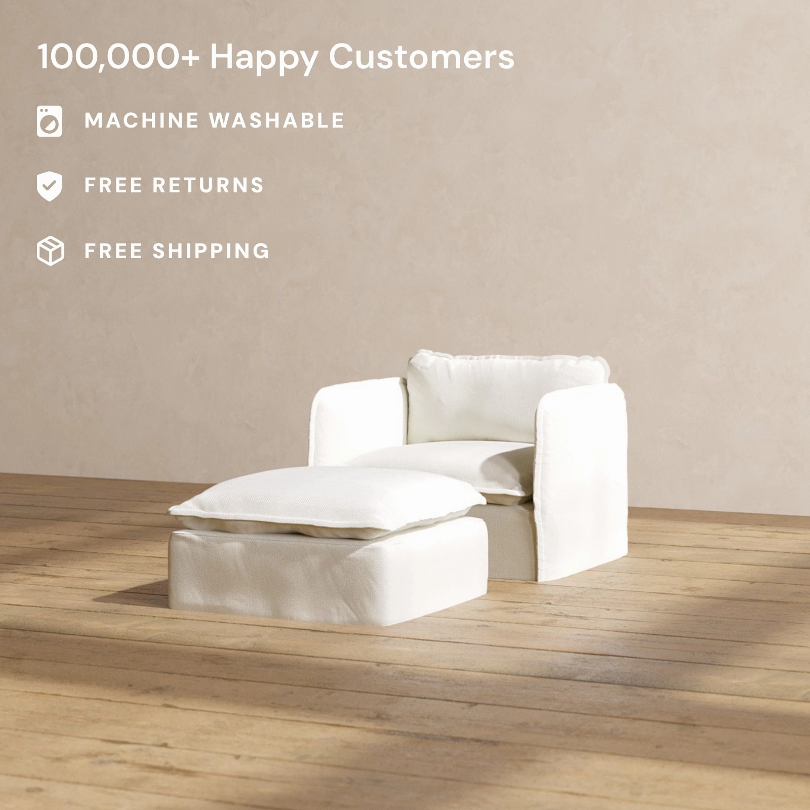 Modular Performance Armchair & Ottoman in Eggshell | Deluxe Blend