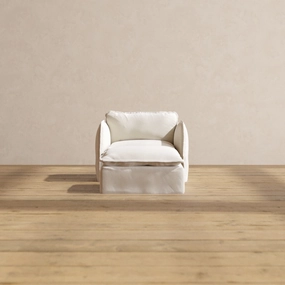 Modular Performance Armchair & Ottoman in Flour | Deluxe Blend