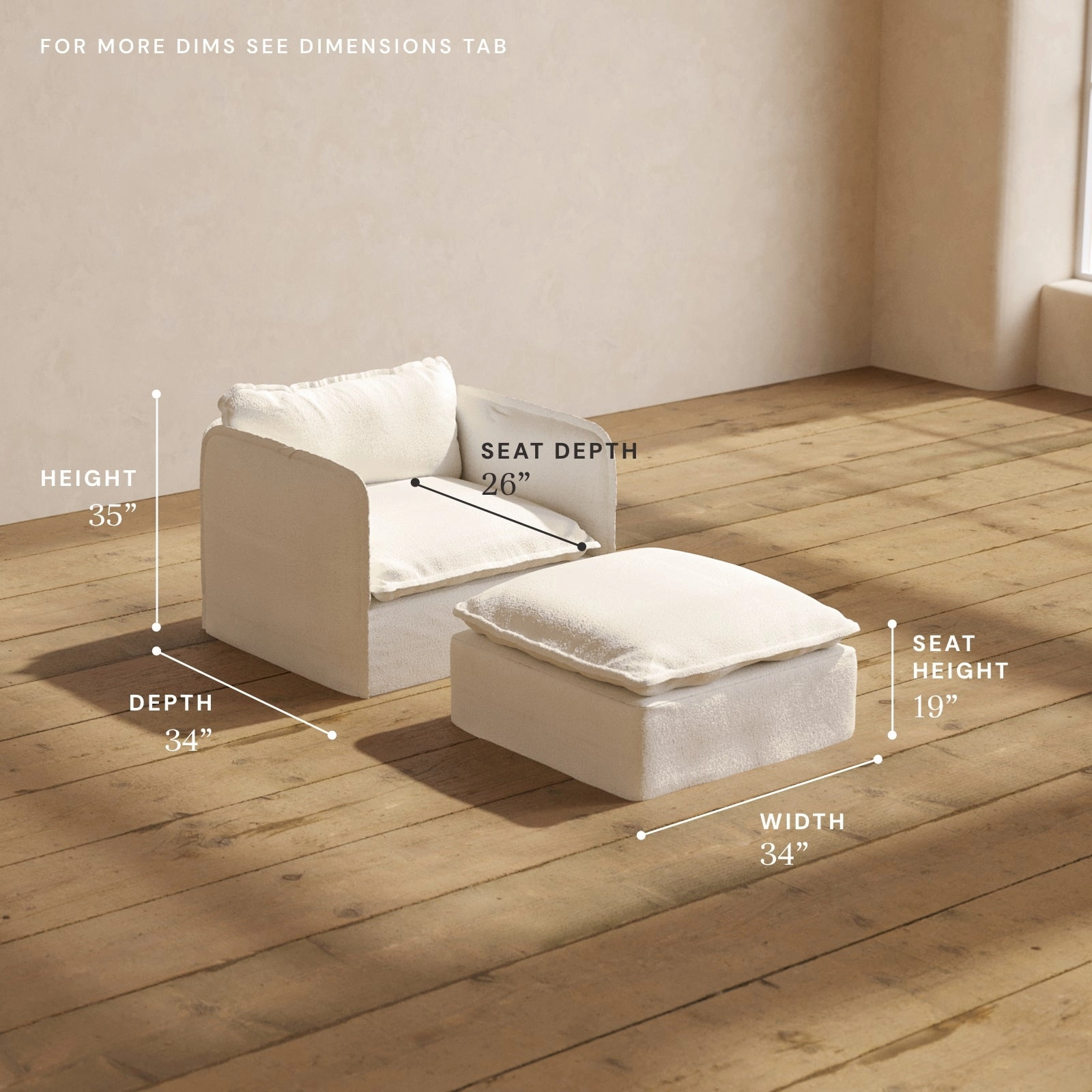 Modular Performance Armchair & Ottoman in Mousse | Deluxe Blend