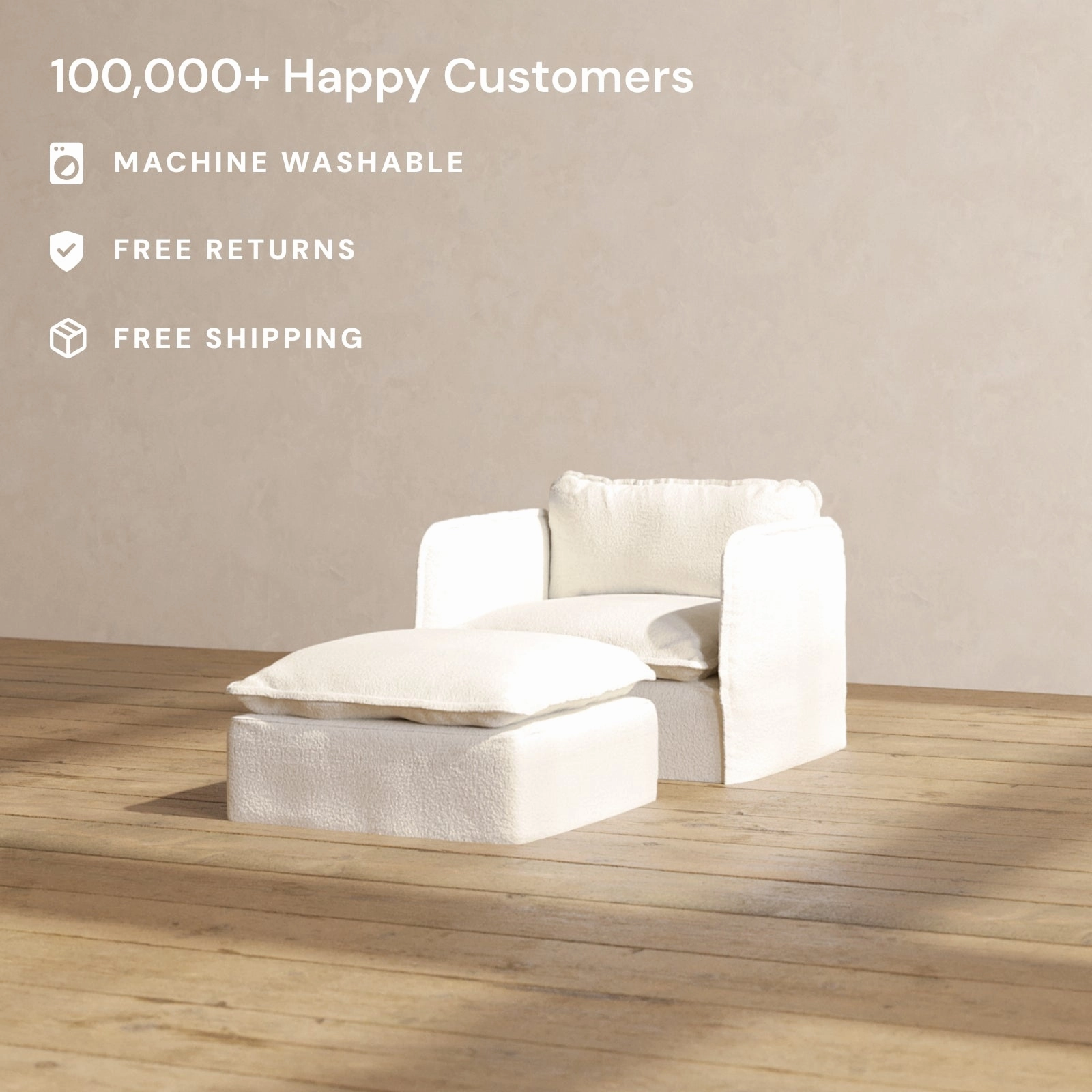 Modular Performance Armchair & Ottoman in Mousse | Relaxed Blend