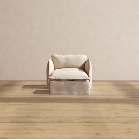 Modular Performance Armchair & Ottoman in Oat | Deluxe Blend