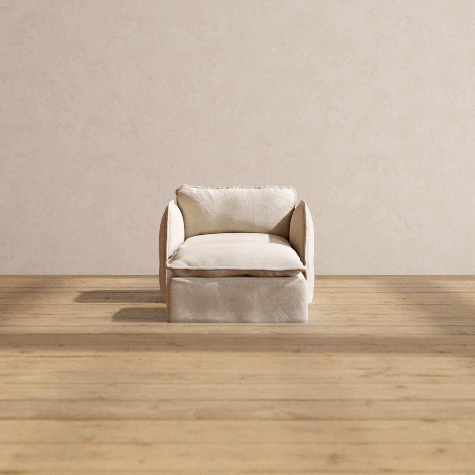 Modular Performance Armchair & Ottoman in Oat | Deluxe Blend