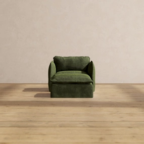 Modular Performance Armchair & Ottoman in Olive | Deluxe Blend