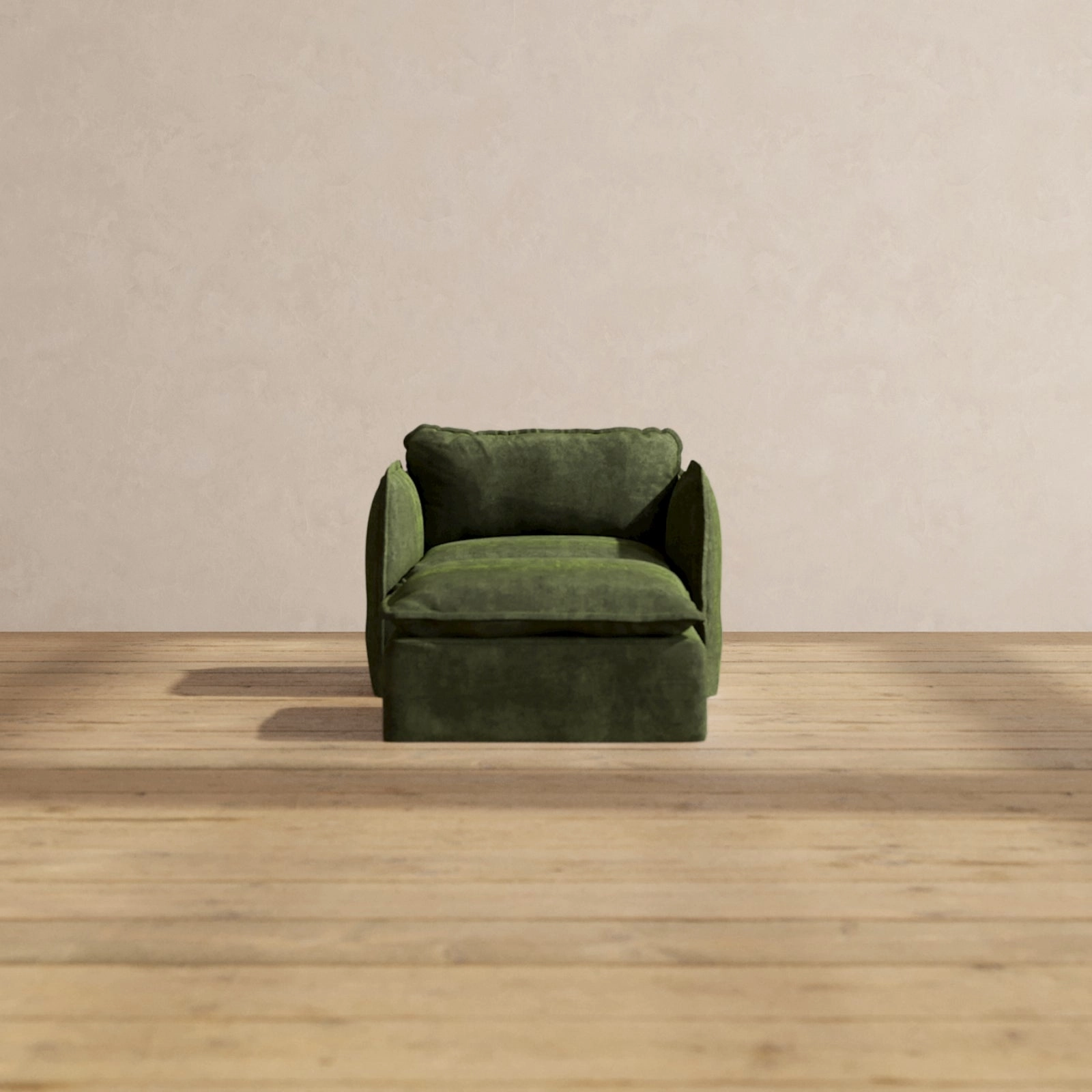 Modular Performance Armchair & Ottoman in Olive | Deluxe Blend