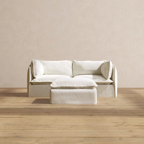 Modular Washable 2-Seater   Ottoman in Eggshell | Memorix  Seat | Contour Pillow