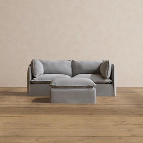 Modular Washable 2-Seater   Ottoman in Pumice | Deluxe  Seat | Cloud Pillow