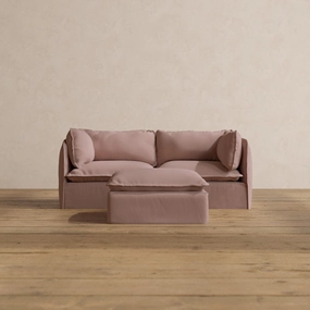 Modular Washable 2-Seater   Ottoman in Sakura | Deluxe  Seat | Cloud Pillow