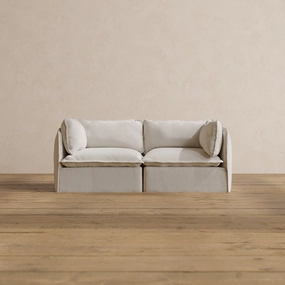 Modular Washable 2-Seater in Powder | Deluxe  Seat | Cloud Pillow