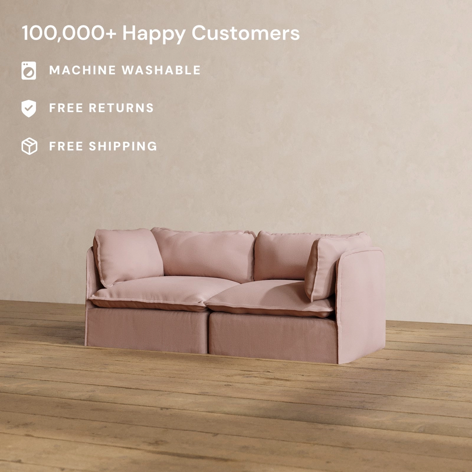 Modular Washable 2-Seater in Sakura | Deluxe  Seat | Cloud Pillow