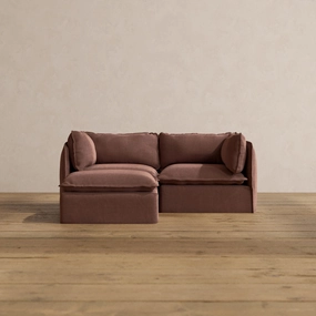 Modular Washable 2-Seater Sectional in Chestnut | Deluxe  Seat | Cloud Pillow