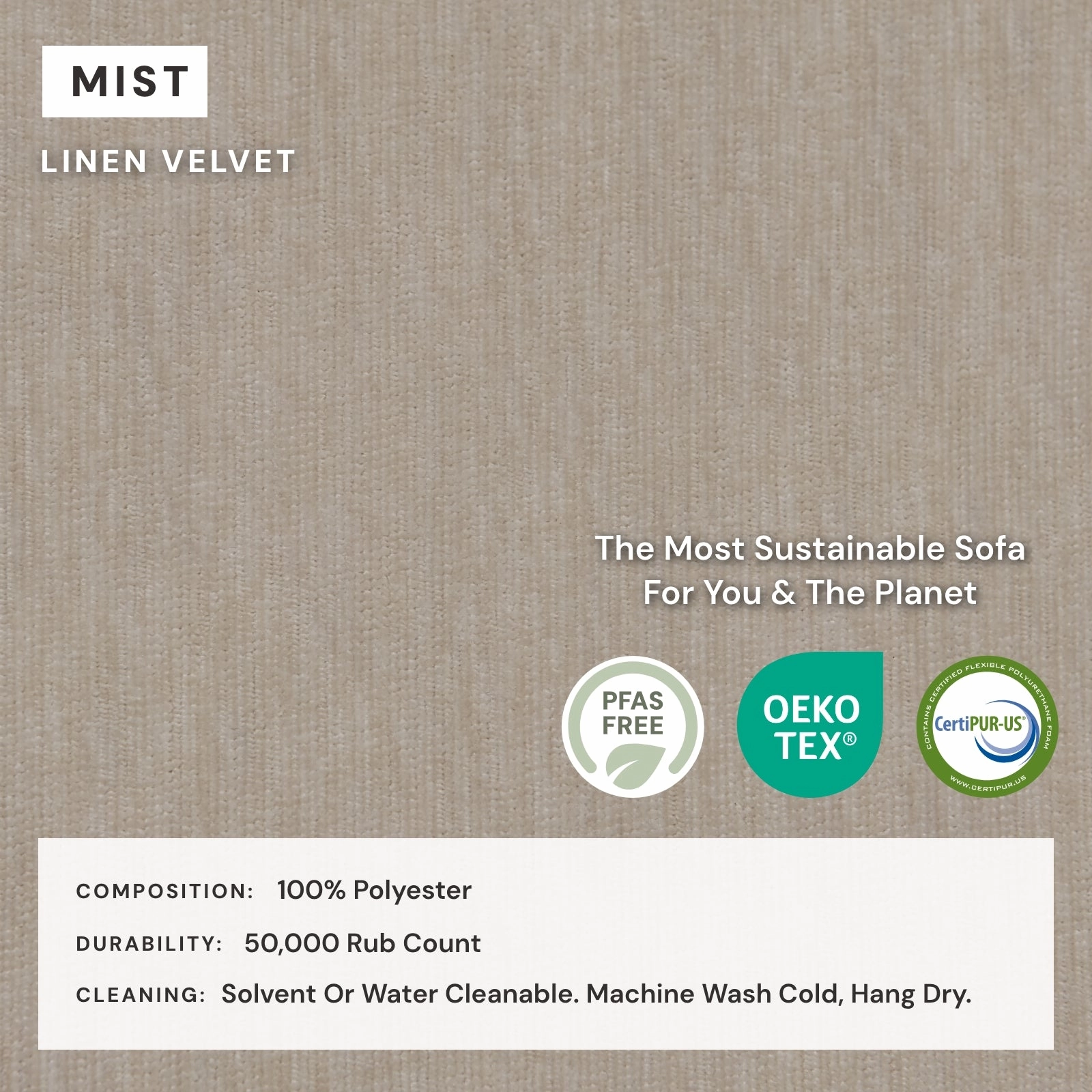 Modular Washable 2-Seater Sectional in Mist | Deluxe  Seat | Cloud Pillow