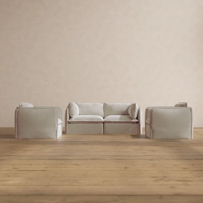 Modular Washable 2-Seater Sofa   Armchair Set in Coco | Deluxe  Seat | Cloud Pillow