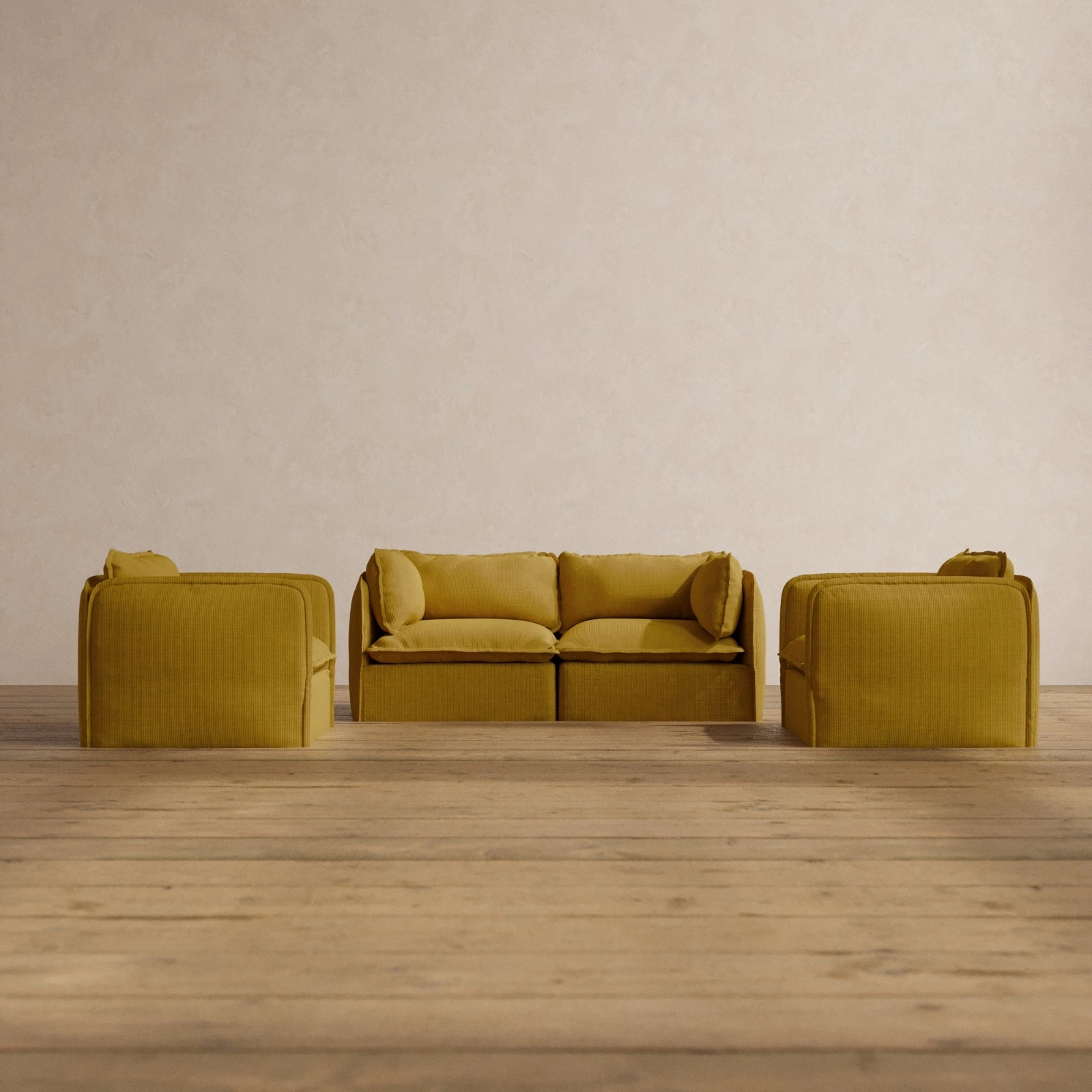 Modular Washable 2-Seater Sofa   Armchair Set in Kiiro | Memorix  Seat | Contour Pillow