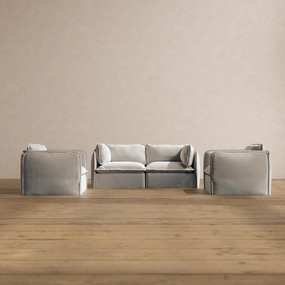 Modular Washable 2-Seater Sofa   Armchair Set in Milk | Deluxe  Seat | Cloud Pillow