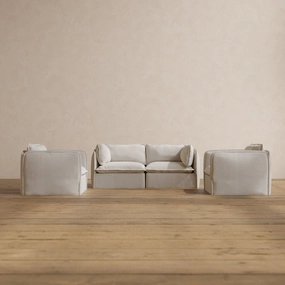 Modular Washable 2-Seater Sofa   Armchair Set in Powder | Memorix  Seat | Contour Pillow