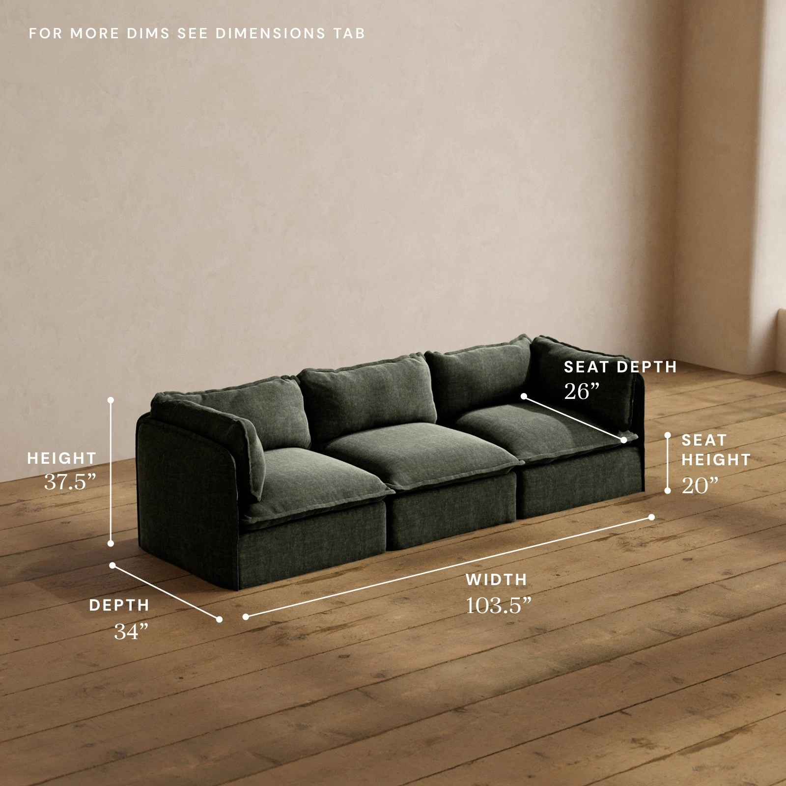 Modular Washable 3-Seater in Willow | Memorix  Seat | Contour Pillow