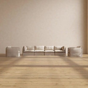 Modular Washable 4-Seater Sofa   Armchair Set in Oat | Deluxe  Seat | Cloud Pillow
