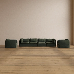 Modular Washable 4-Seater Sofa   Armchair Set in Olivine | Memorix  Seat | Contour Pillow