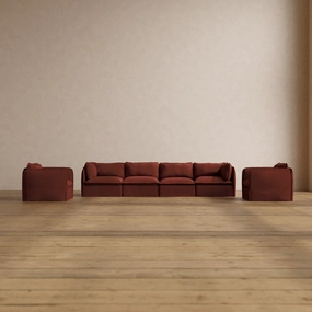 Modular Washable 4-Seater Sofa   Armchair Set in Rust | Deluxe  Seat | Cloud Pillow