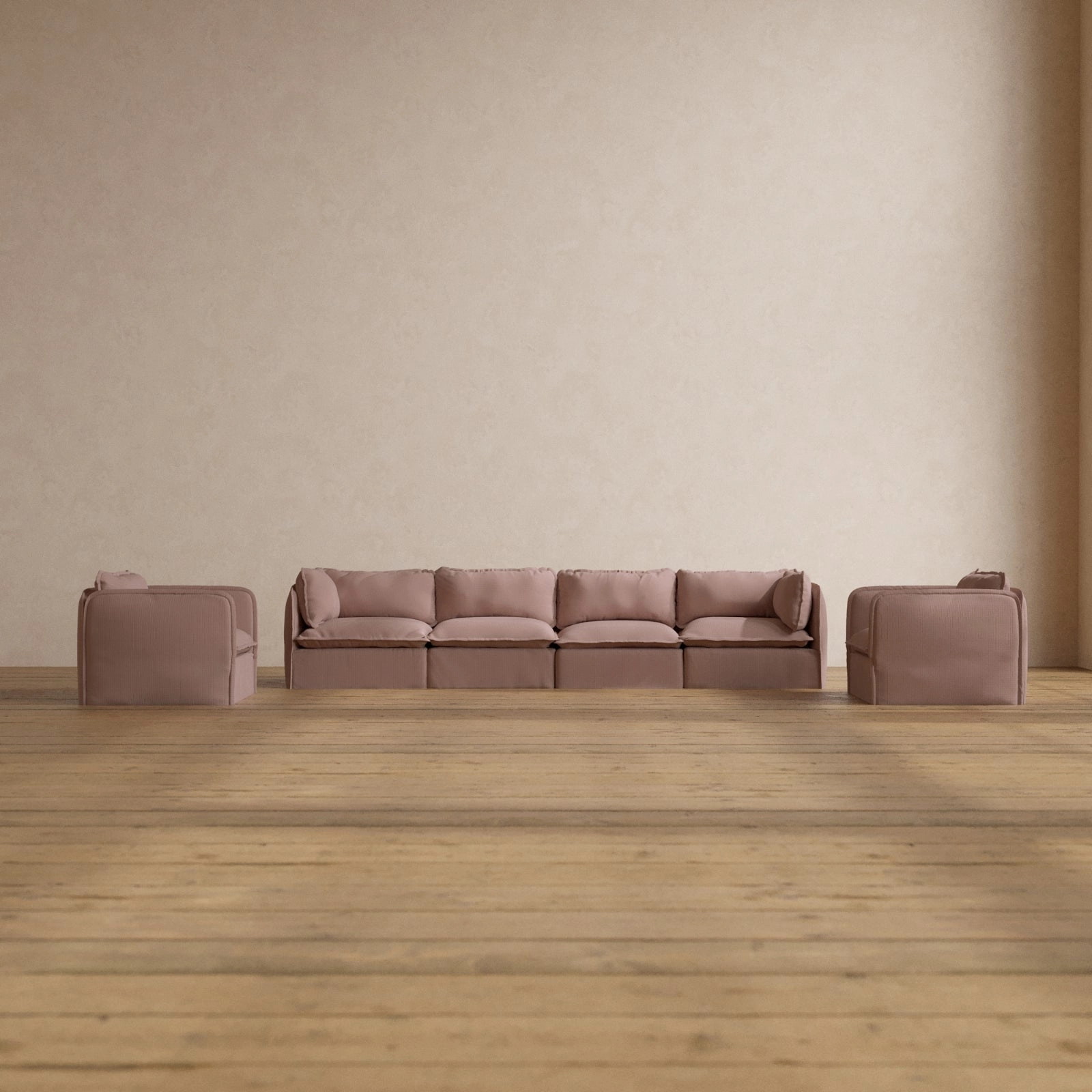 Modular Washable 4-Seater Sofa   Armchair Set in Sakura | Memorix  Seat | Contour Pillow