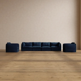 Modular Washable 4-Seater Sofa   Armchair Set in Sumi | Deluxe  Seat | Cloud Pillow