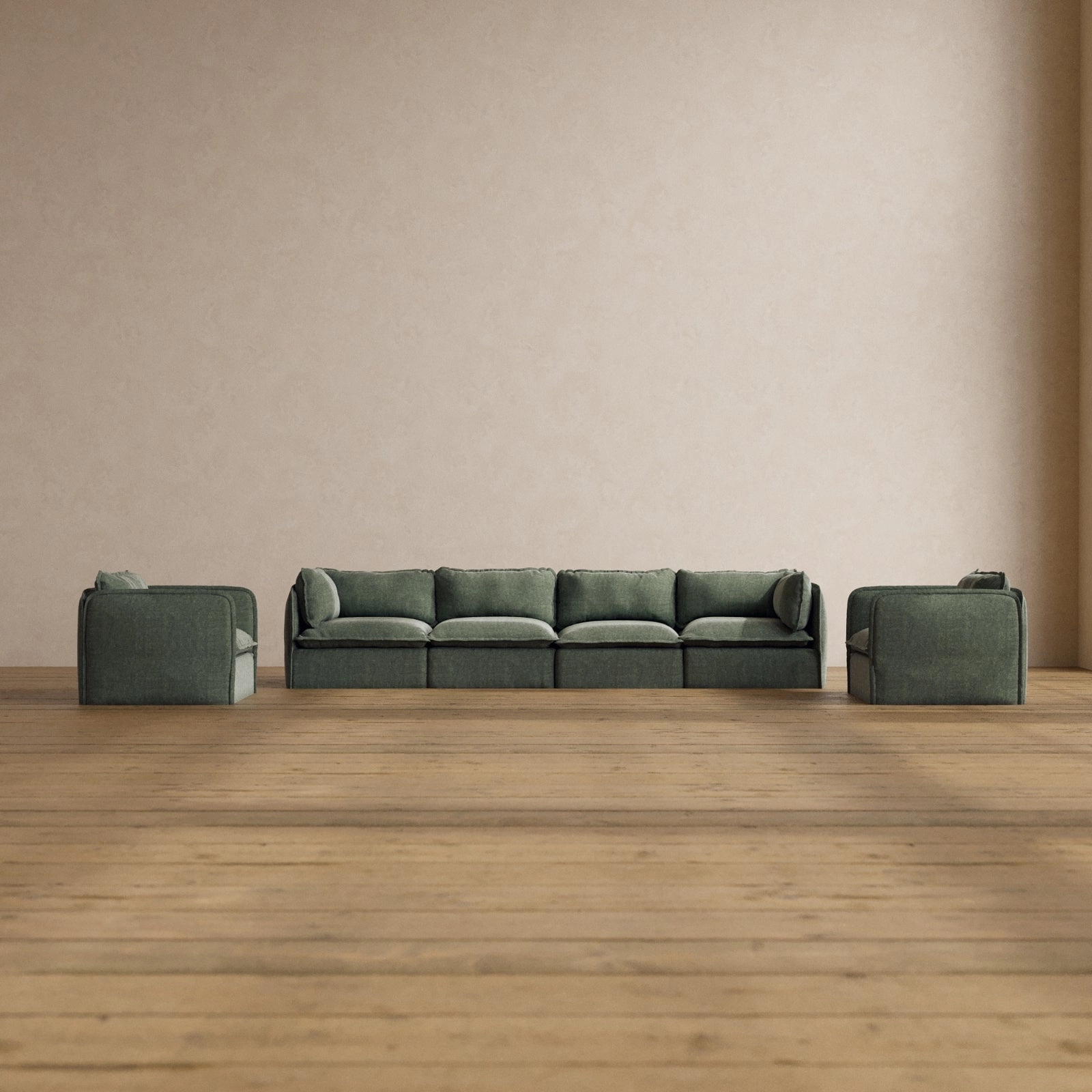 Modular Washable 4-Seater Sofa   Armchair Set in Willow | Memorix  Seat | Contour Pillow