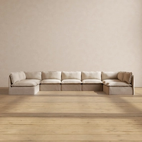Modular Washable 9-Seater Open-Ends U-Sectional in Oat | Memorix  Seat | Contour Pillow