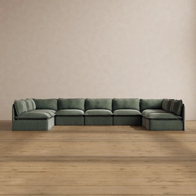 Modular Washable 9-Seater Open-Ends U-Sectional in Willow | Memorix  Seat | Contour Pillow