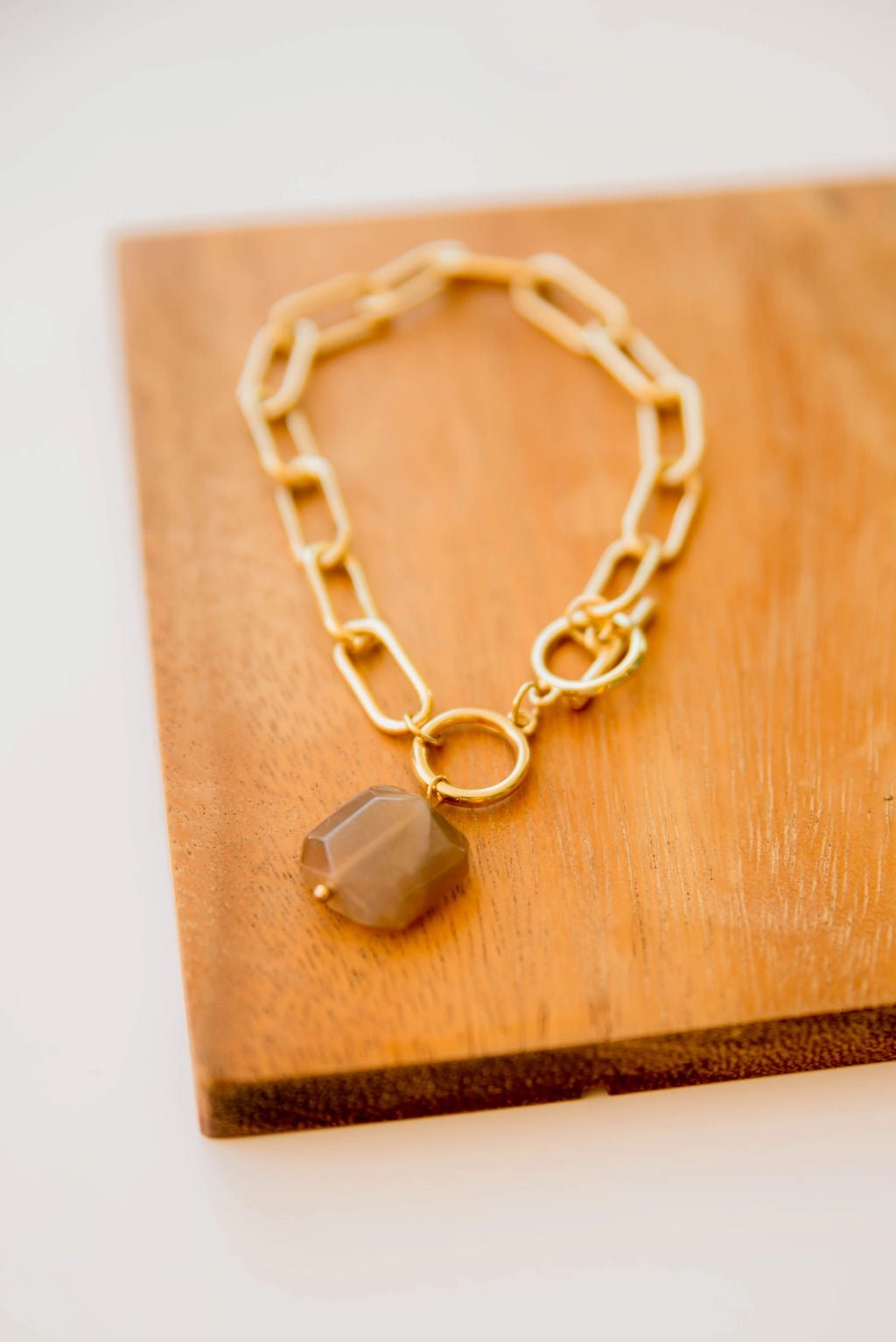 Natural Stone Accent Chain Bracelet