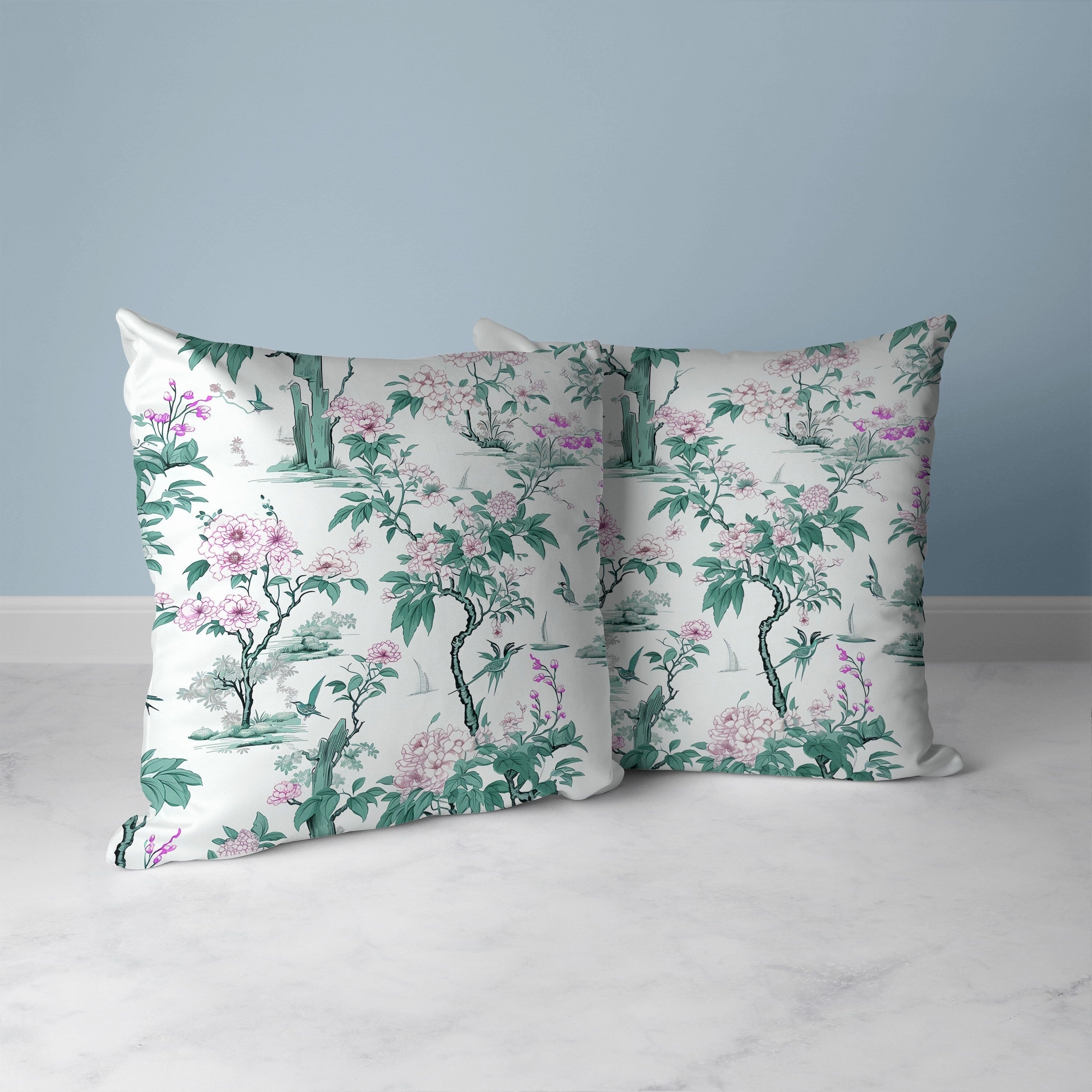 Open Air Orchid Faux Suede Reversible Throw Pillow Green and Pink