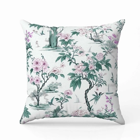 Open Air Orchid Faux Suede Reversible Throw Pillow Green and Pink
