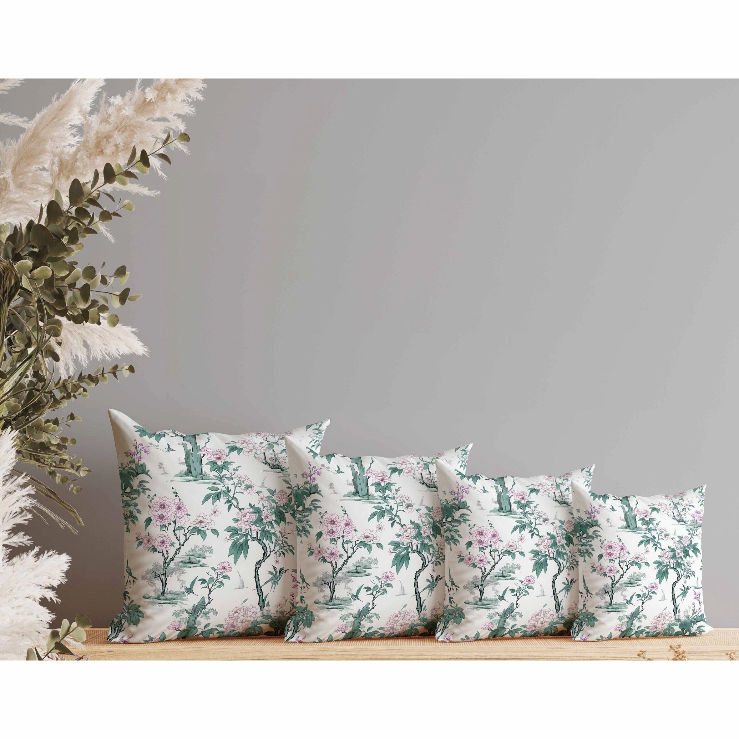 Open Air Orchid Faux Suede Reversible Throw Pillow Green and Pink
