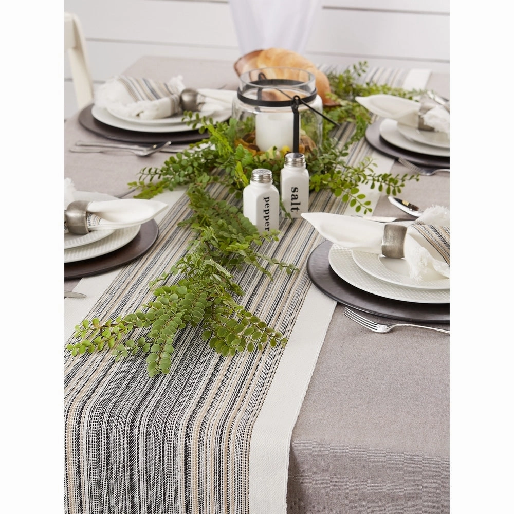 Porch & Den Meryl Stripe Pattern Fringed Table Runner