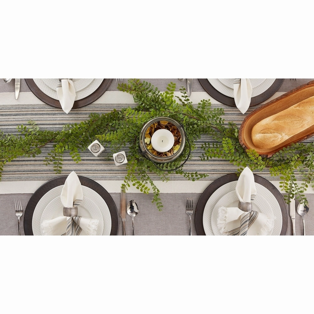 Porch & Den Meryl Stripe Pattern Fringed Table Runner
