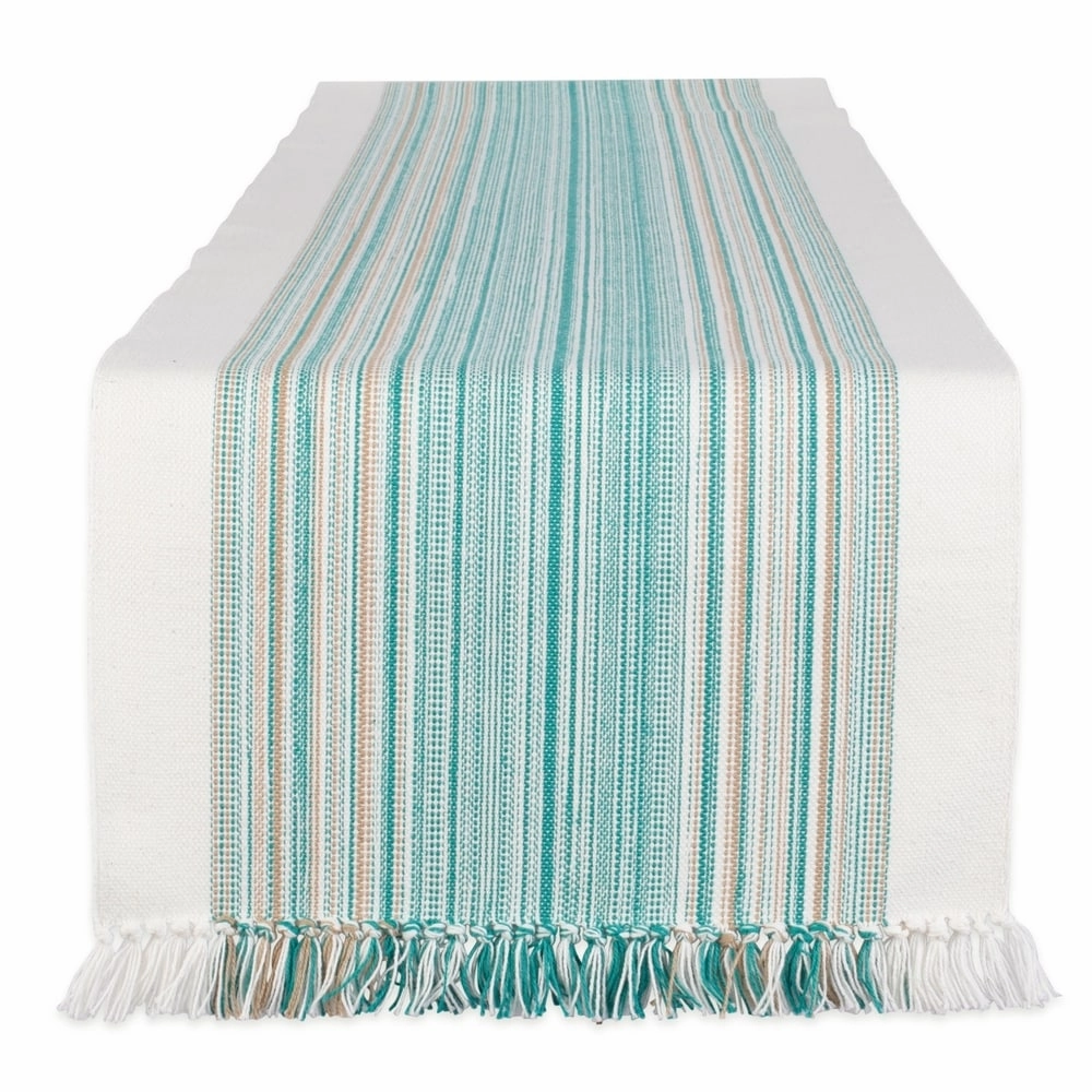 Porch & Den Meryl Stripe Pattern Fringed Table Runner