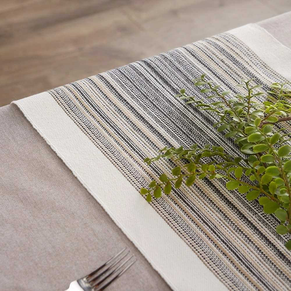 Porch & Den Meryl Stripe Pattern Fringed Table Runner