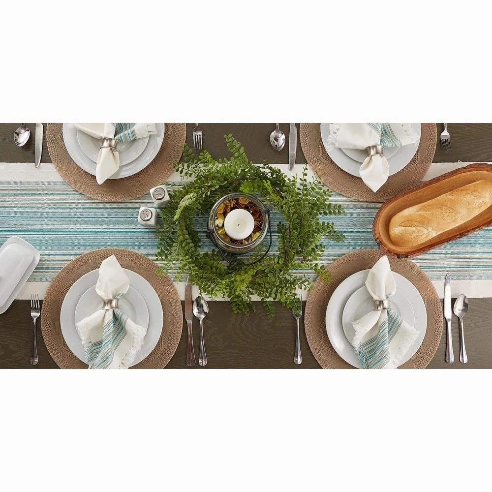Porch & Den Meryl Stripe Pattern Fringed Table Runner