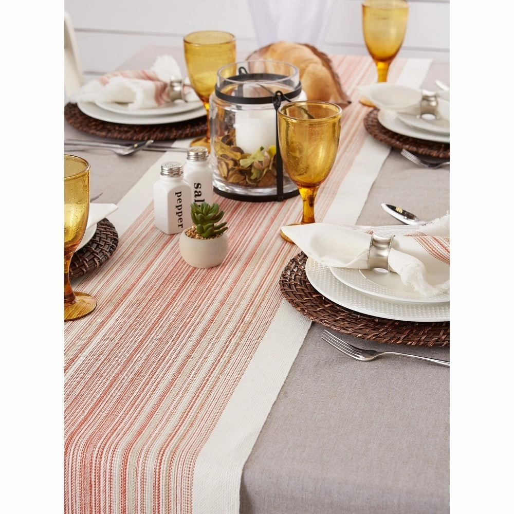 Porch & Den Meryl Stripe Pattern Fringed Table Runner