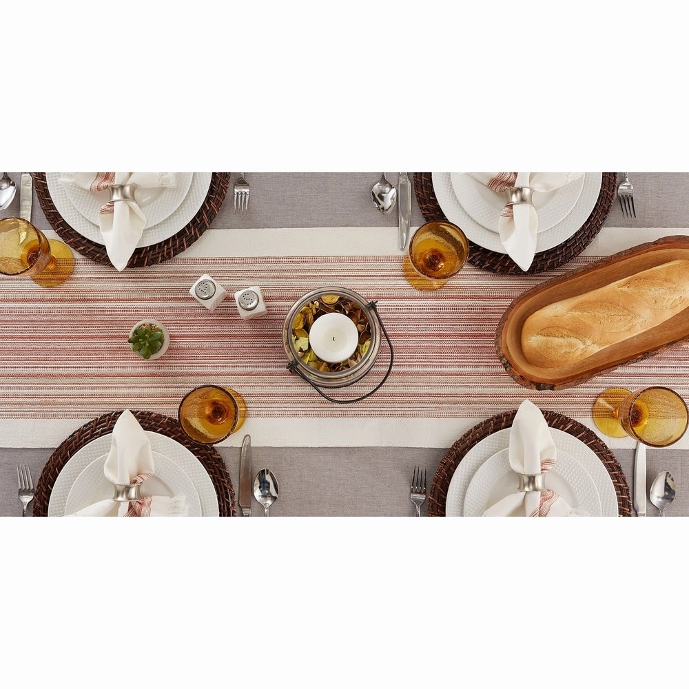 Porch & Den Meryl Stripe Pattern Fringed Table Runner