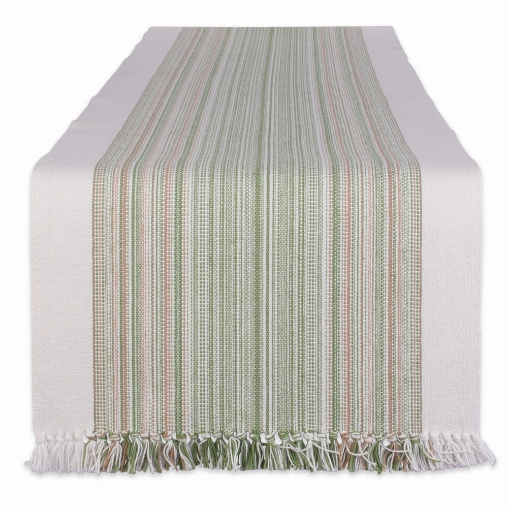 Porch & Den Meryl Stripe Pattern Fringed Table Runner