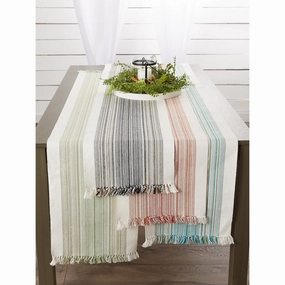 Porch & Den Meryl Stripe Pattern Fringed Table Runner